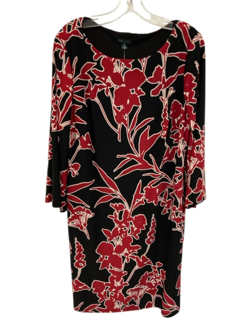 Lauren Ralph Lauren Size 14 Black, Red, White Polyester Long Sleeve Dress Black, Red, White / 14