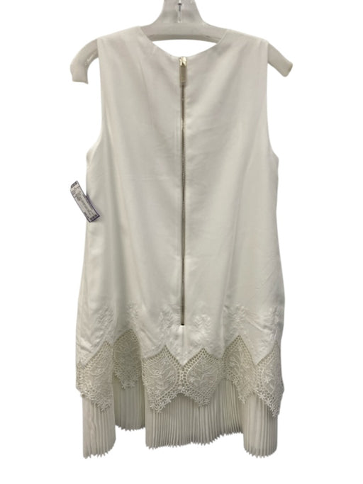 Ted Baker Size 3 White Polyester Crew Neck Sleeveless Back Zip Tiered Dress White / 3