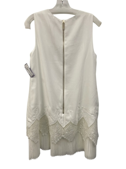 Ted Baker Size 3 White Polyester Crew Neck Sleeveless Back Zip Tiered Dress White / 3