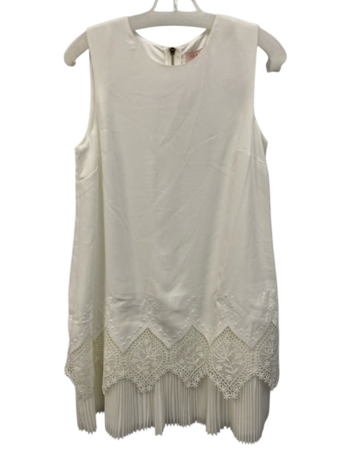 Ted Baker Size 3 White Polyester Crew Neck Sleeveless Back Zip Tiered Dress White / 3