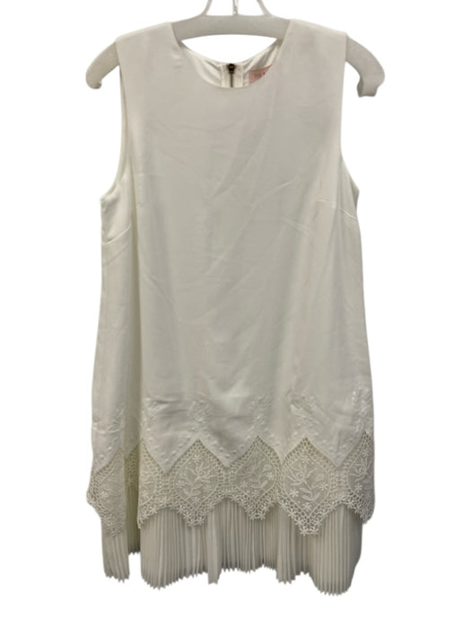 Ted Baker Size 3 White Polyester Crew Neck Sleeveless Back Zip Tiered Dress White / 3