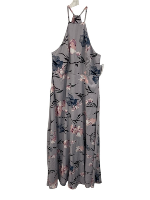 Lulus Size XL Mauve, blue & pink No Fabric Tag Halter Top Keyhole Back Dress Mauve, blue & pink / XL