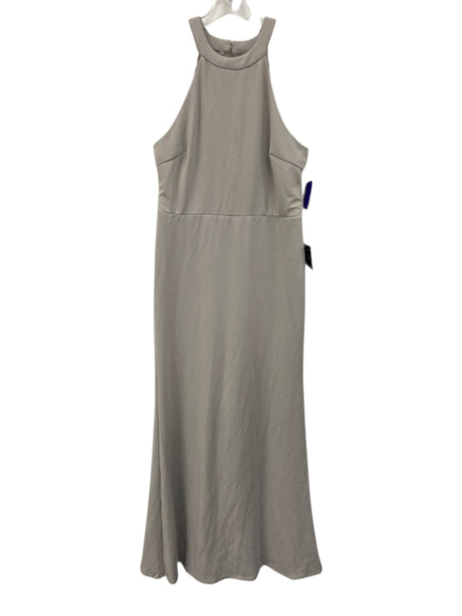 Lulus Size XL Gray Polyester Halter Top Keyhole Back Lace Detail Dress Gray / XL
