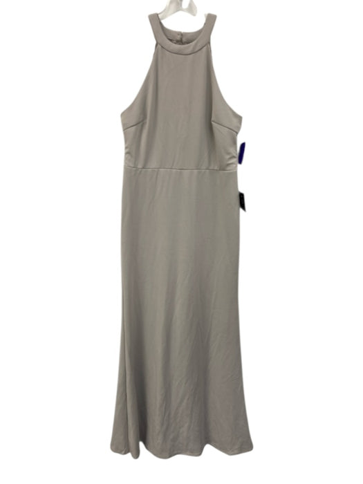 Lulus Size XL Gray Polyester Halter Top Keyhole Back Lace Detail Dress Gray / XL
