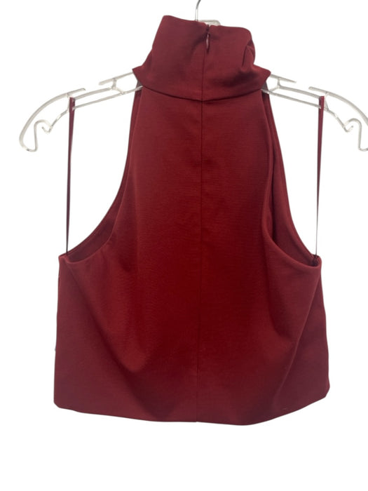 Torn By Ronny Kobo Size L Burgundy Red Rayon Blend Mock Neck Back Zip Top Burgundy Red / L