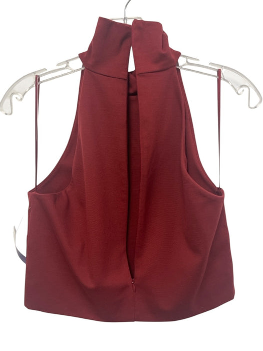 Torn By Ronny Kobo Size L Burgundy Red Rayon Blend Mock Neck Back Zip Top Burgundy Red / L