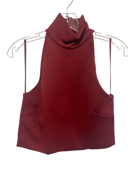 Torn By Ronny Kobo Size L Burgundy Red Rayon Blend Mock Neck Back Zip Top Burgundy Red / L