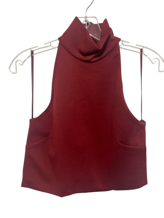 Torn By Ronny Kobo Size L Burgundy Red Rayon Blend Mock Neck Back Zip Top Burgundy Red / L