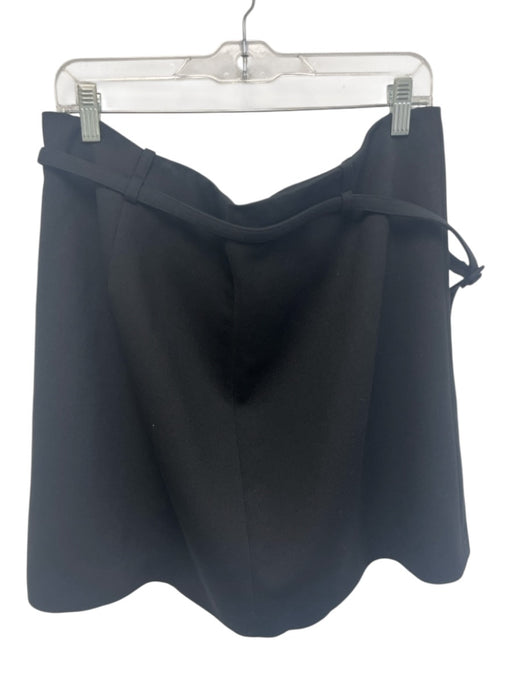 Theory Size 16 Black Wool & Polyester Side Zip Belt accent Above knee Skirt Black / 16