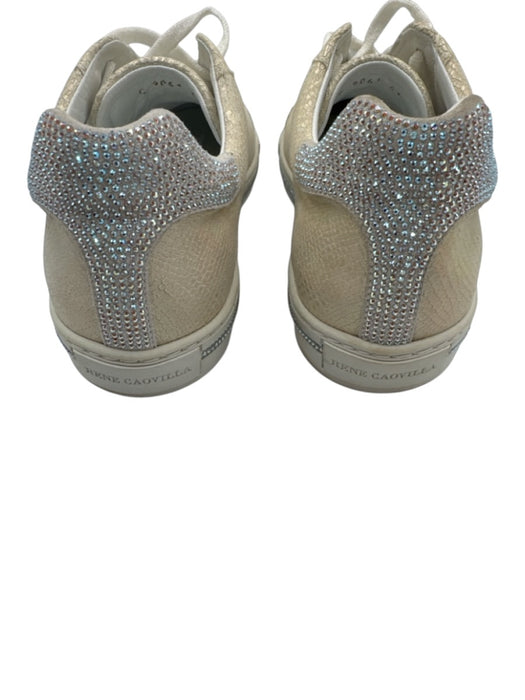 Rene Caovilla Shoe Size 41 White & Iridescent Leather Croc Embossed Sneakers White & Iridescent / 41