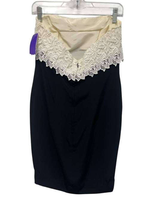 Carol Mignon Size 4 Black & White Strapless Lace Overlay Mini Bolero Dress Set Black & White / 4