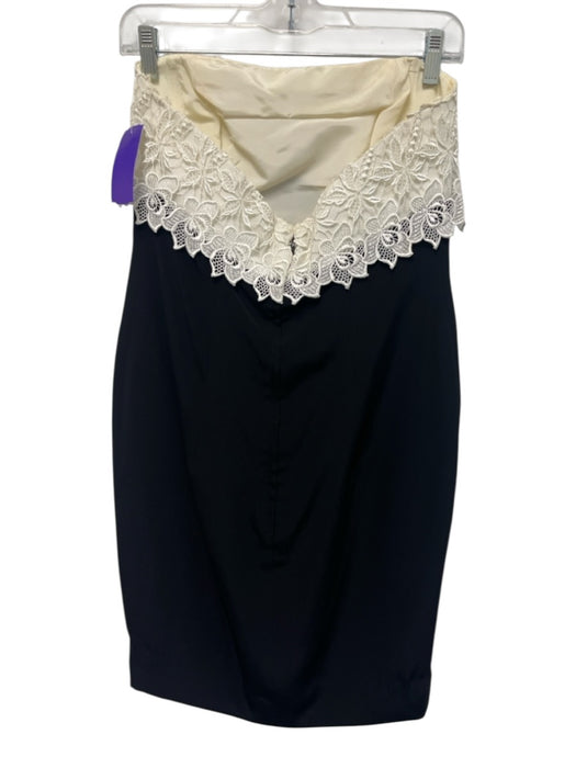 Carol Mignon Size 4 Black & White Strapless Lace Overlay Mini Bolero Dress Set Black & White / 4
