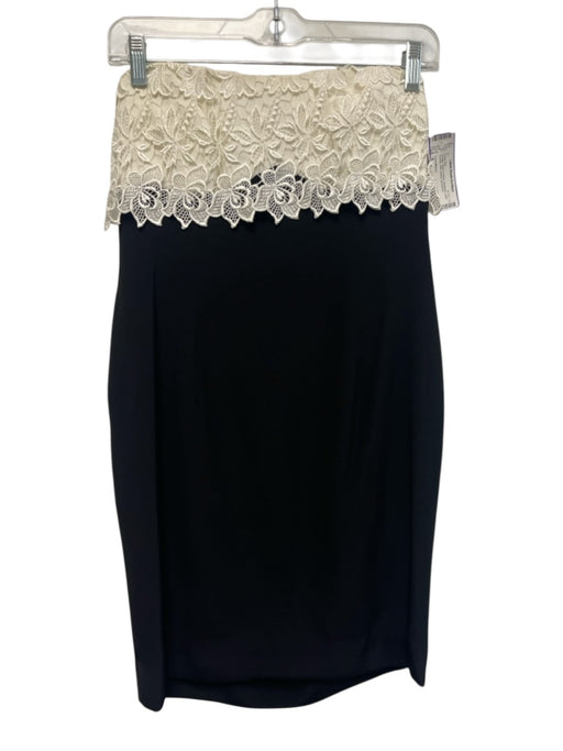Carol Mignon Size 4 Black & White Strapless Lace Overlay Mini Bolero Dress Set Black & White / 4
