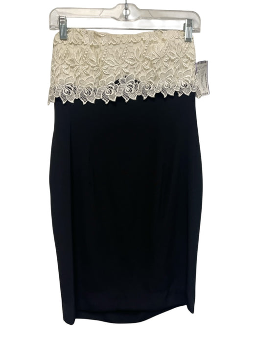 Carol Mignon Size 4 Black & White Strapless Lace Overlay Mini Bolero Dress Set Black & White / 4