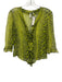 Parameter Size M Green & Black 3/4 Sleeve Snake Print Sheer Hook & Eye Top Green & Black / M