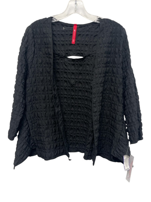 IC by Connie K Size M Black Polyester Long Sleeve Textured Keyhole Back Jacket Black / M