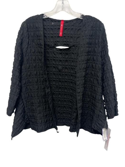 IC by Connie K Size M Black Polyester Long Sleeve Textured Keyhole Back Jacket Black / M