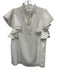 THML Size M White Polyester Flutter Cap sleeve Semi Sheer Overlay Tie Neck Top White / M