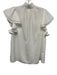 THML Size M White Polyester Flutter Cap sleeve Semi Sheer Overlay Tie Neck Top White / M