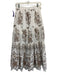 Baraka & Ziggy Size Est S White & Brown Cotton Elastic Waist Floral eyelet Skirt White & Brown / Est S