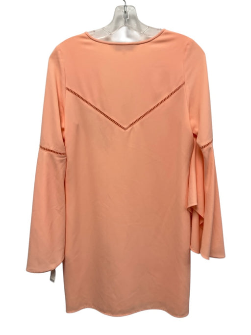 Crosby Size S Peach Pink Polyester Long Bell Sleeve V Neck Shift Mini Dress Peach Pink / S
