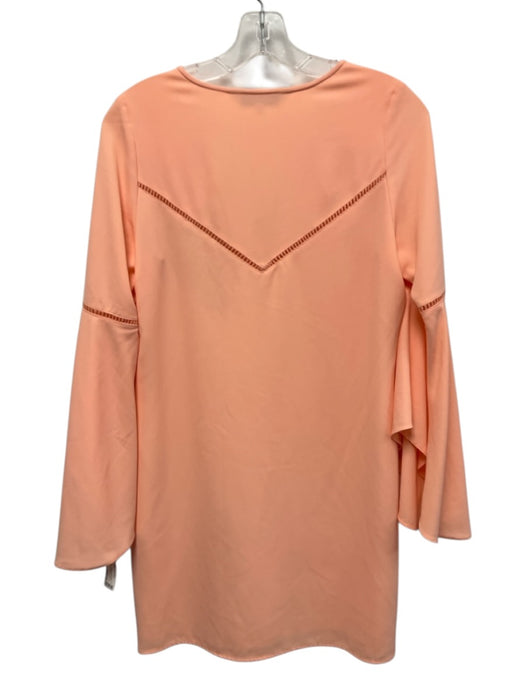 Crosby Size S Peach Pink Polyester Long Bell Sleeve V Neck Shift Mini Dress Peach Pink / S