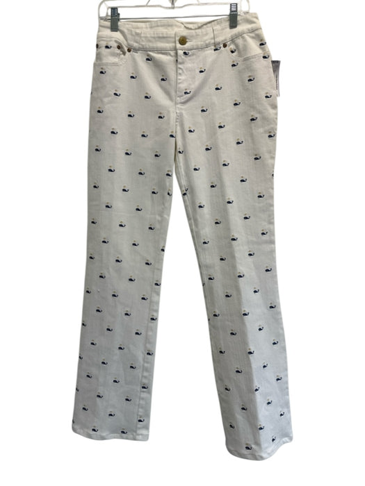 Lilly Pulitzer Size 6 White, Blue, Yellow Cotton Low Rise whales Jeans White, Blue, Yellow / 6