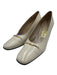 Ferragamo Shoe Size 9 White Patent Leather Almond Square Toe Gold Hardware Pumps White / 9