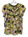Caballero Size M White, Green, Multi Viscose Flutter Cap sleeve Pleat Detail Top White, Green, Multi / M