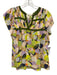 Caballero Size M White, Green, Multi Viscose Flutter Cap sleeve Pleat Detail Top White, Green, Multi / M
