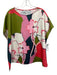 Crosby Size XS Pink, Green, White Polyester Cap Sleeve Abstract Floral Top Pink, Green, White / XS