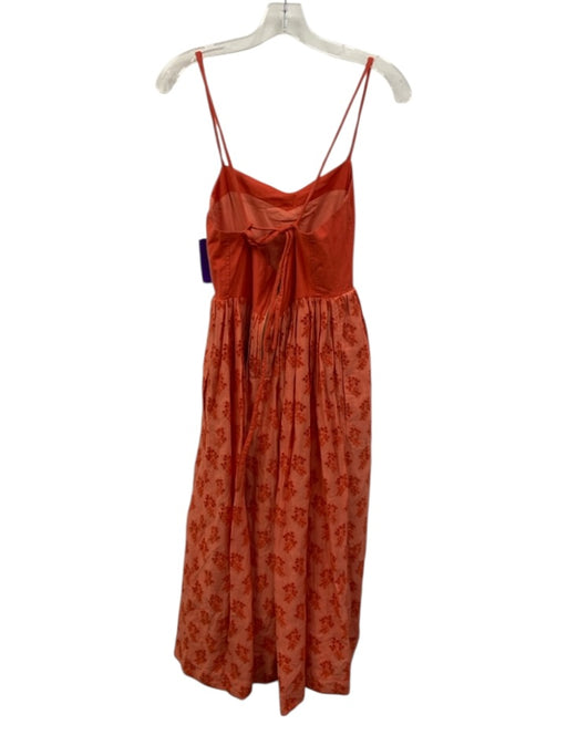 The Great Size 1 Orange Cotton Sleeveless Midi eyelet Tie Back Dress Orange / 1