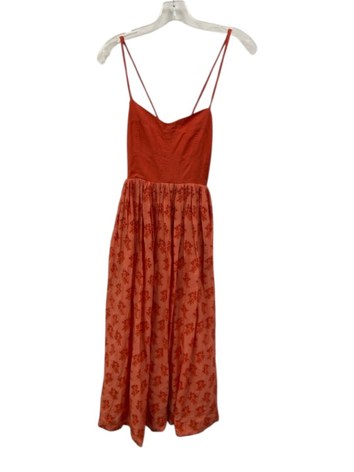 The Great Size 1 Orange Cotton Sleeveless Midi eyelet Tie Back Dress Orange / 1