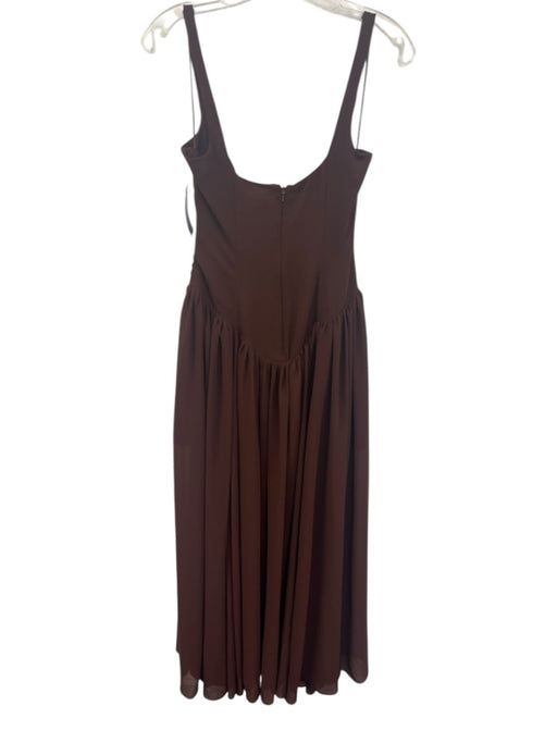 Bardot Size 4 Brown Polyester Sleeveless Pleats Sheer Overlay Midi Dress Brown / 4