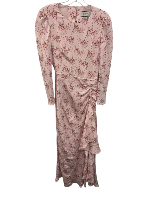 J Crew Collection Size 2 Pink & Multi Silk Long Sleeve Floral Neck button Dress Pink & Multi / 2
