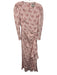 J Crew Collection Size 2 Pink & Multi Silk Long Sleeve Floral Neck button Dress Pink & Multi / 2