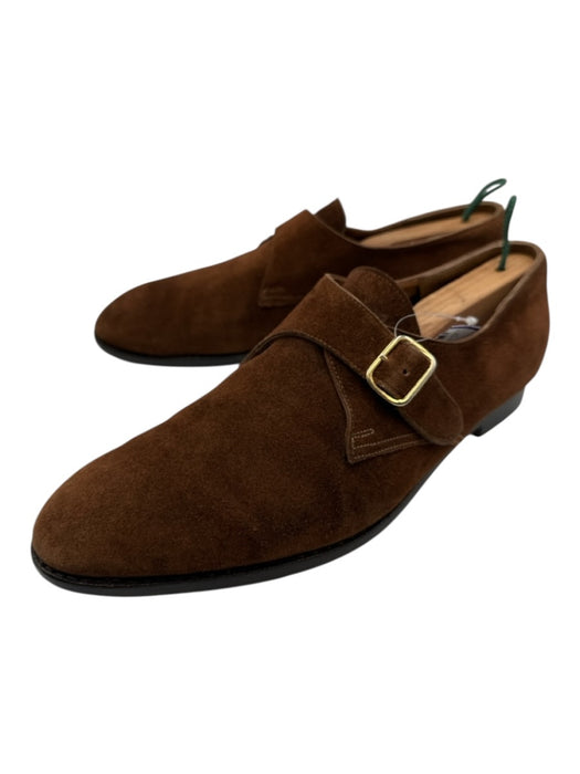 Crockett & Jones Shoe Size 10E Brown Suede Solid Single Buckle Dress Men's Shoes Brown / 10E