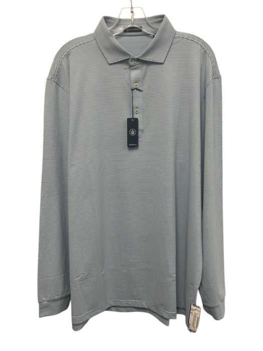 Turtleson NWT Size XL Blue & White Synthetic Striped Polo Long Sleeve Shirt Blue & White / XL