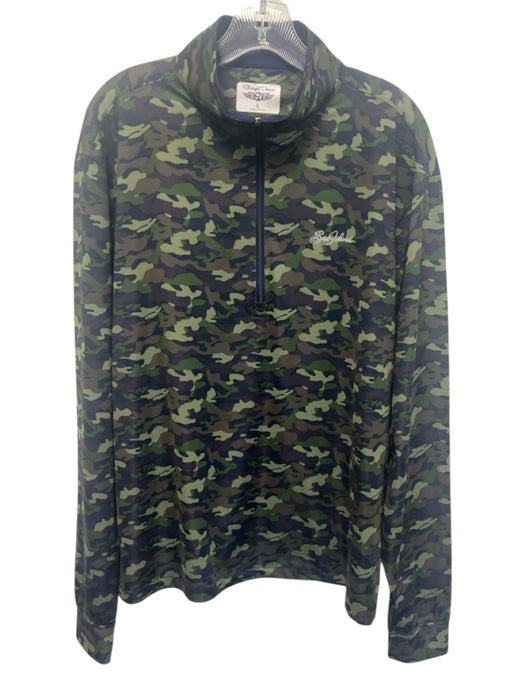 Straight Down Size L Green & Brown Synthetic Camo Athletic Long Sleeve Shirt Green & Brown / L