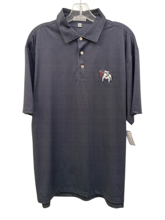 Peter Millar Size L Black & White Synthetic Dots Polo Athleisure Short Sleeve Black & White / L