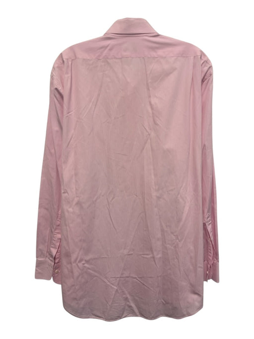 Sid Mashburn Size 17 Pink & White Cotton Striped Button Up Long Sleeve Shirt Pink & White / 17