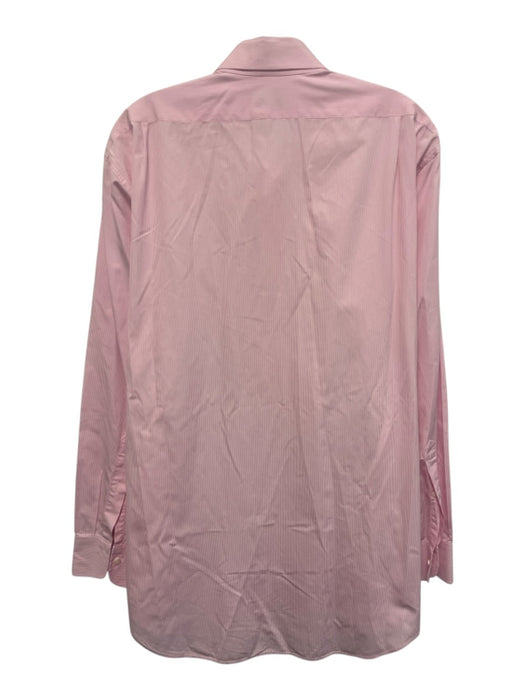 Sid Mashburn Size 17 Pink & White Cotton Striped Button Up Long Sleeve Shirt Pink & White / 17