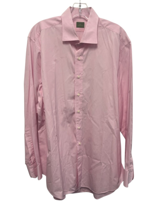Sid Mashburn Size 17 Pink & White Cotton Striped Button Up Long Sleeve Shirt Pink & White / 17