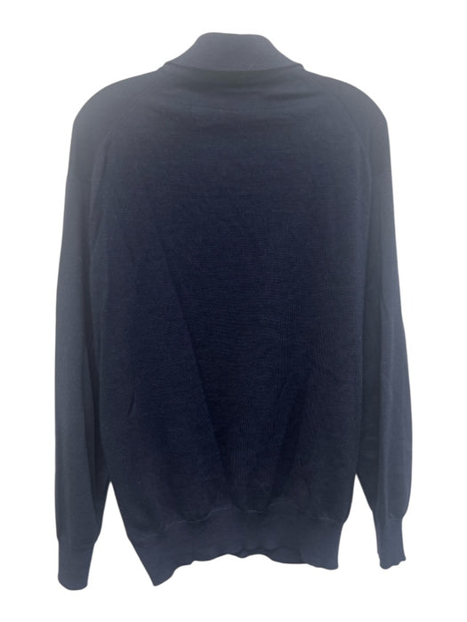 Hackett Size L Navy Wool Solid Polo Knit Men's Sweater Navy / L