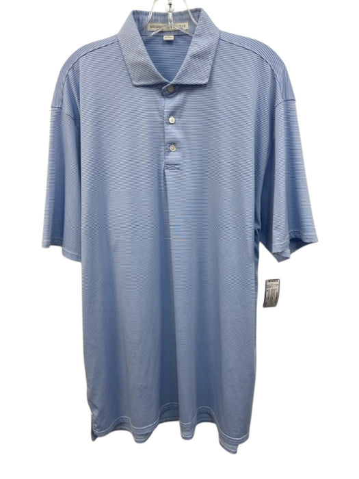 Holderness & Bourne Size XL Blue & White Synthetic Striped Polo Short Sleeve Blue & White / XL