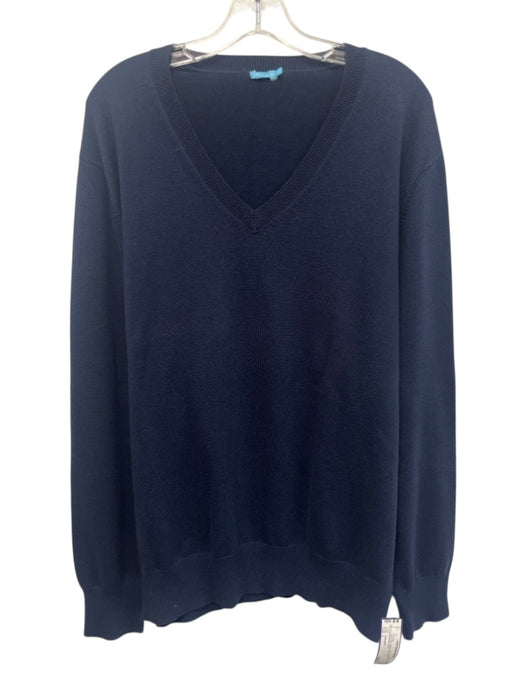 J Mclaughlin Size L Navy Blue Cotton Solid V Neck Men's Sweater Navy Blue / L