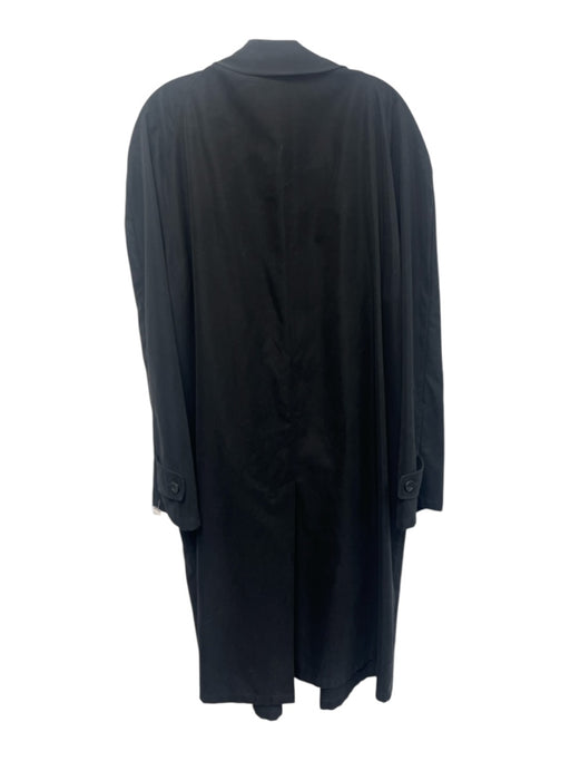 Aquascutum Size 42 Black Cotton Blend Solid Overcoat Men's Jacket Black / 42