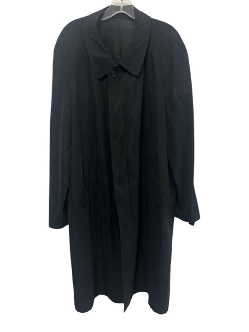 Aquascutum Size 42 Black Cotton Blend Solid Overcoat Men's Jacket Black / 42