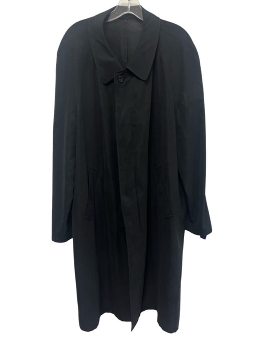 Aquascutum Size 42 Black Cotton Blend Solid Overcoat Men's Jacket Black / 42