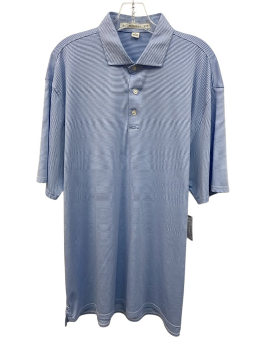 Holderness & Bourne Size XL Blue & White Synthetic Striped Polo Short Sleeve Blue & White / XL